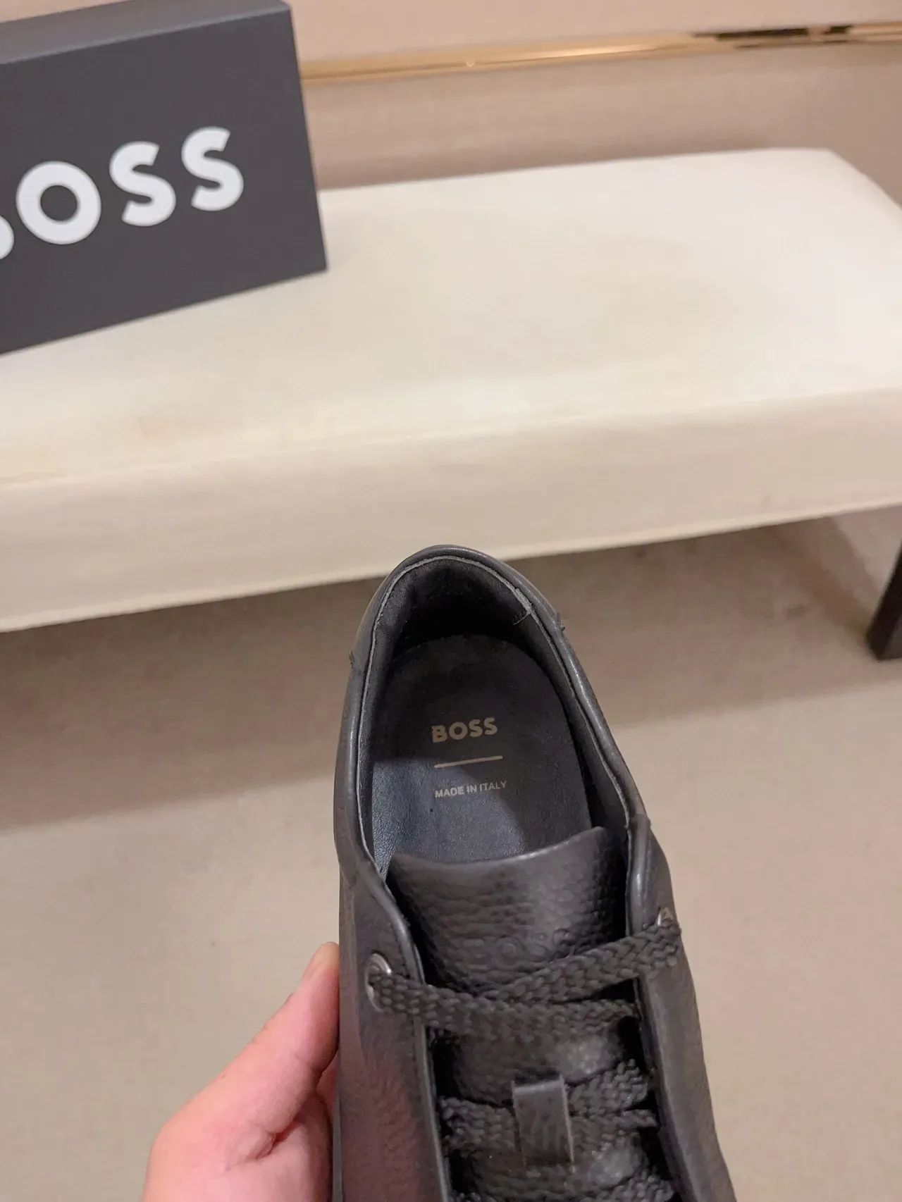 Black Pebbled Leather Platform Lifestyle Sneaker 6