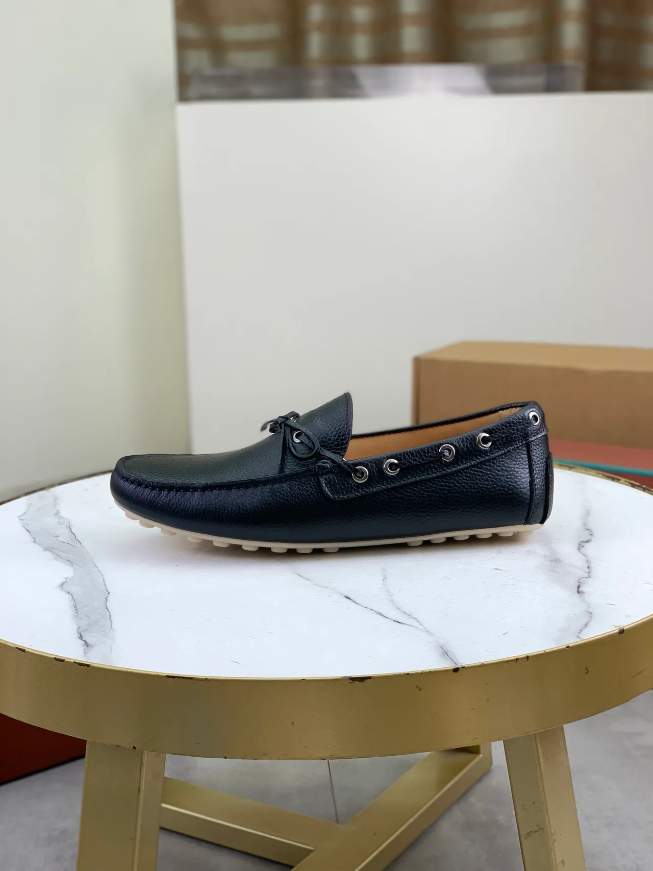Black Pebbled Leather Tassel Loafer 5