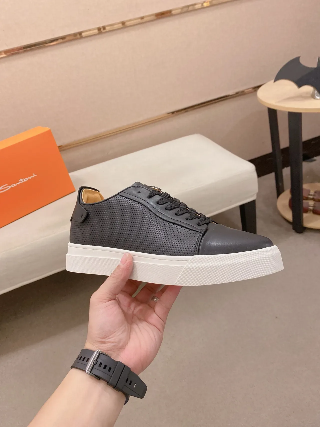 Black Perforated Panel Platform Lifestyle Sneaker 6