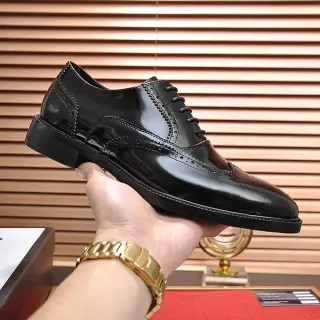 Black Polished Leather Full Wingtip Brogue