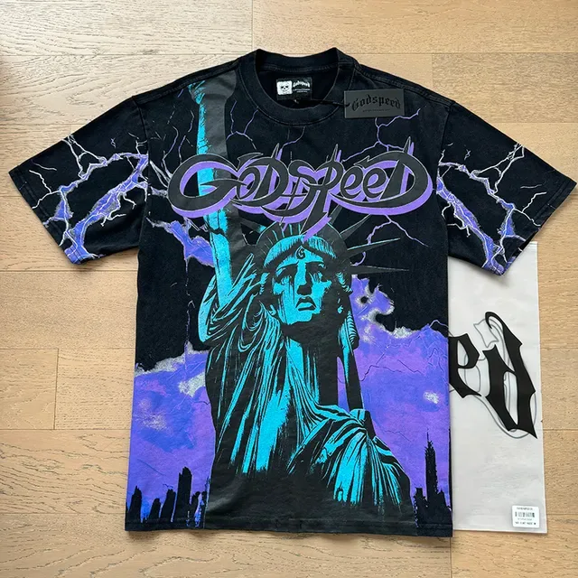 Black Purple Graphic Print Oversized Fit T-Shirt 5