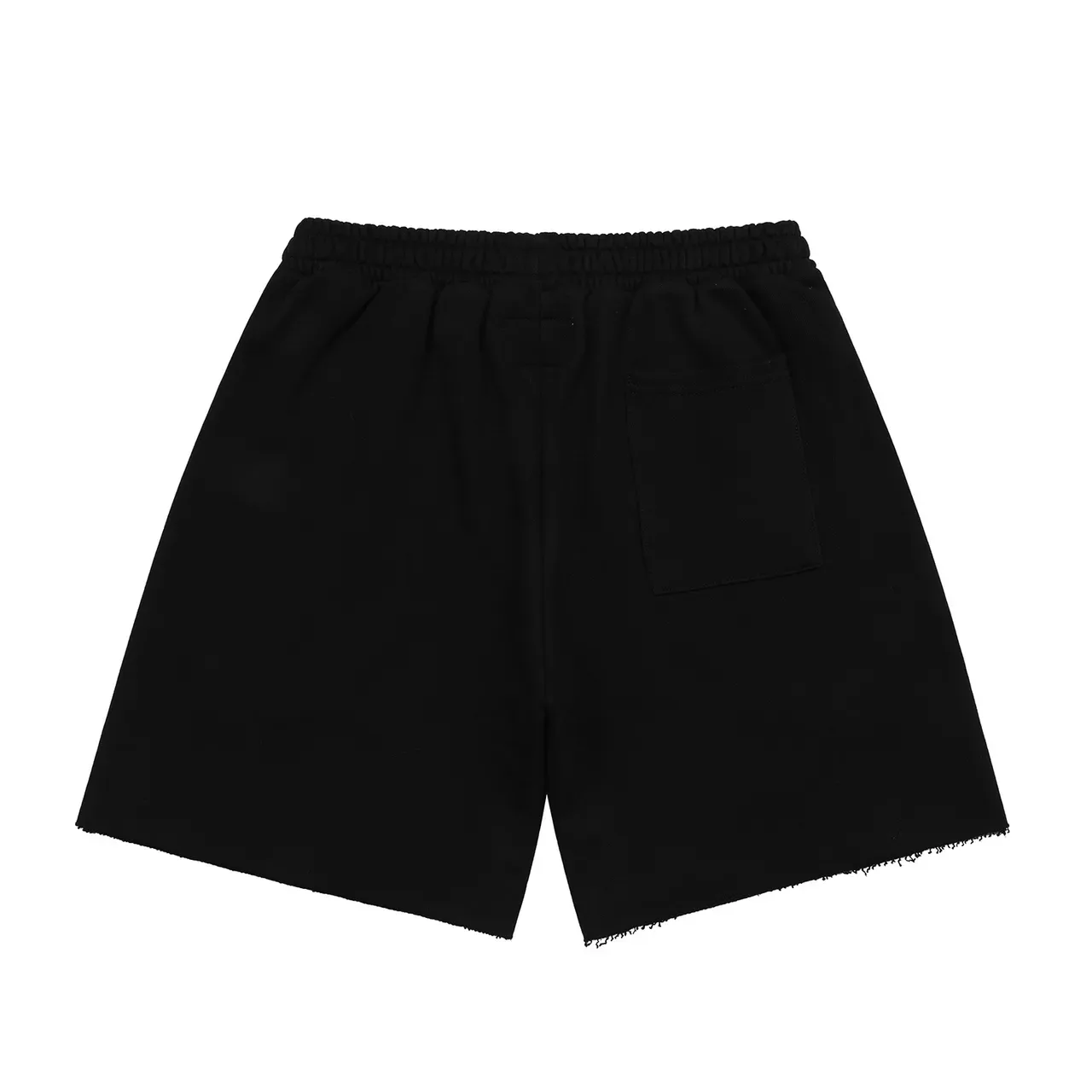 Black Red Graphic Appliqué Raw Hem Shorts 2