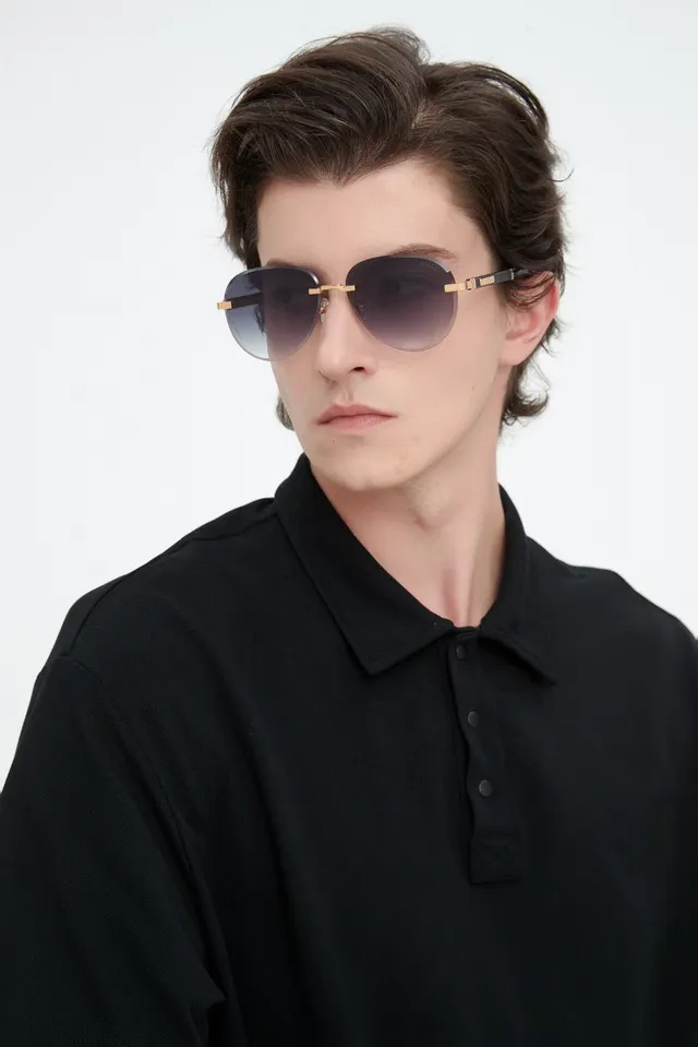 Black Ribbed Collar Three-Button Short-Sleeve Polo Shirt 2