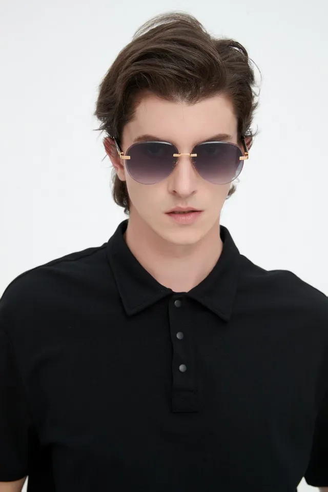 Black Ribbed Collar Three-Button Short-Sleeve Polo Shirt 5