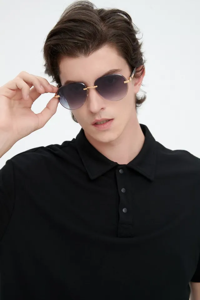 Black Ribbed Collar Three-Button Short-Sleeve Polo Shirt 7