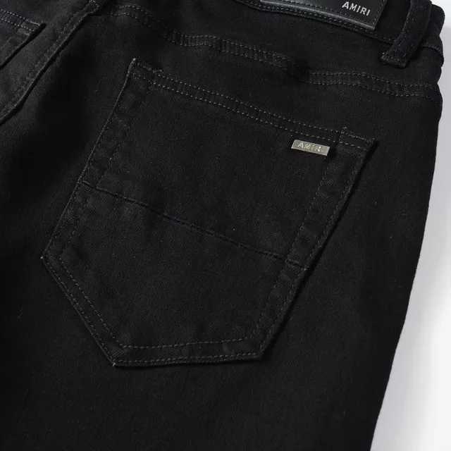 Black Silver Slim-Fit Distressed Knee Jeans 2