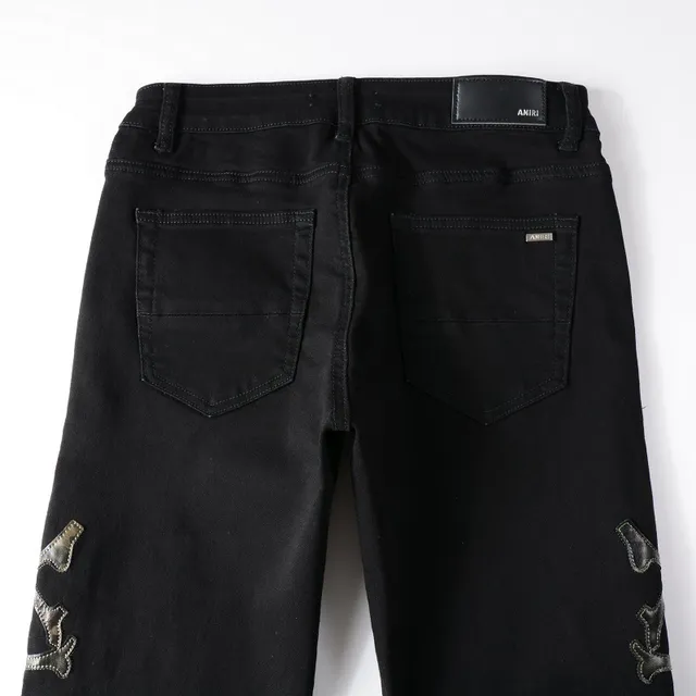 Black Silver Slim-Fit Distressed Knee Jeans 3