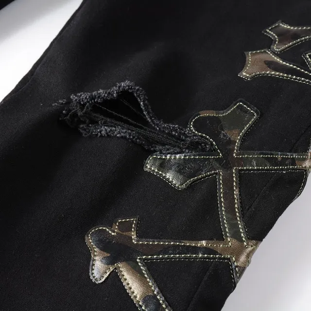 Black Silver Slim-Fit Distressed Knee Jeans 5