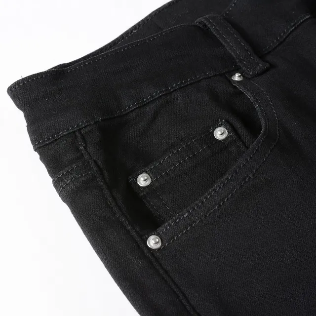 Black Silver Slim-Fit Distressed Knee Jeans 6