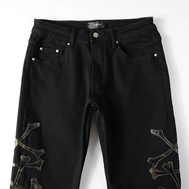 Black Silver Slim-Fit Distressed Knee Jeans 9