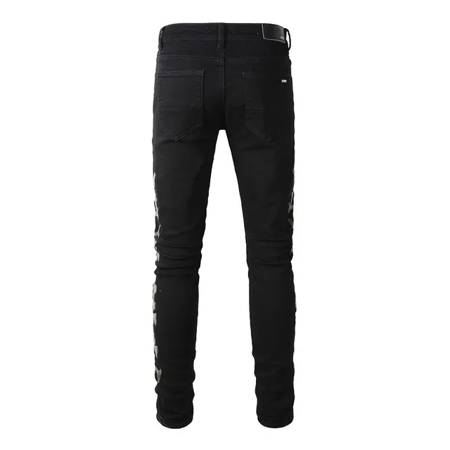 Black Silver Slim-Fit Distressed Knee Jeans 10