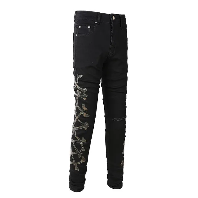 Black Silver Slim-Fit Distressed Knee Jeans 11