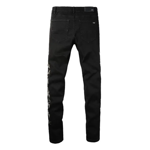 Black Silver Slim-Fit Distressed Knee Jeans 14
