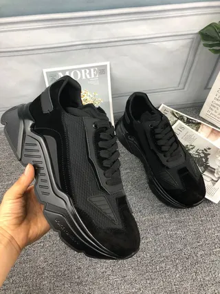 Black Sole Layered Mesh And Suede-Like Upper Chunky Sneakers 2