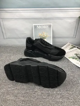 Black Sole Layered Mesh And Suede-Like Upper Chunky Sneakers 3