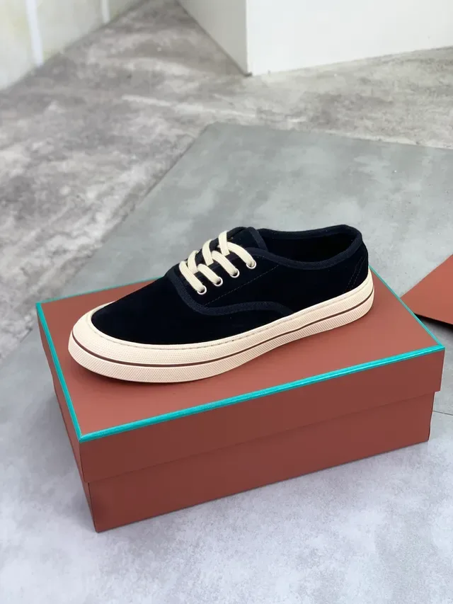 Black Suede Low-Top Lace-Up Casual Shoe 4