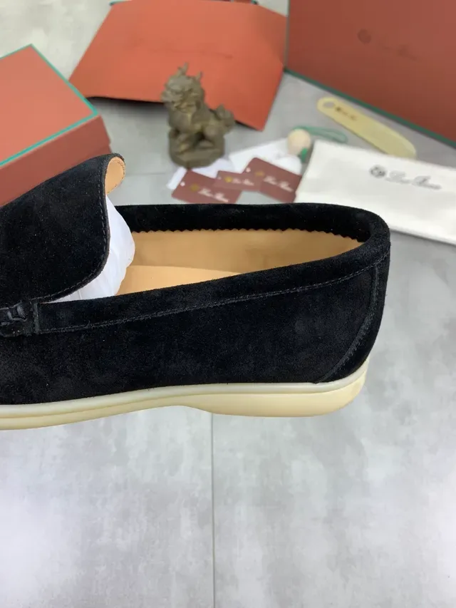 Black Suede Moccasin-Stitched Slip-On Loafers 3