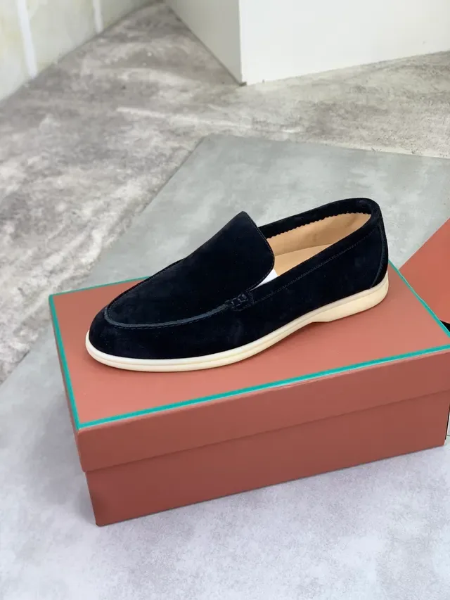 Black Suede Moccasin-Stitched Slip-On Loafers 4