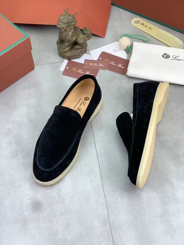 Black Suede Moccasin-Stitched Slip-On Loafers 5