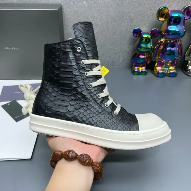 Black White High-Top Textured Croc-Embossed Leather Lifestyle Sneakers 4