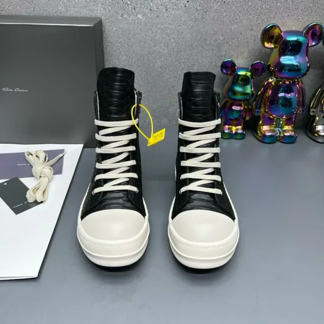 Black White High-Top Textured Croc-Embossed Leather Lifestyle Sneakers 5