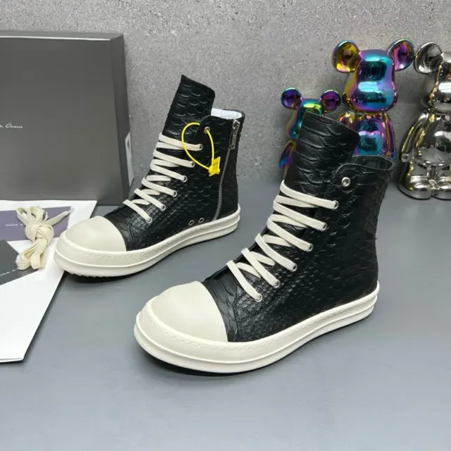 Black White High-Top Textured Croc-Embossed Leather Lifestyle Sneakers 9