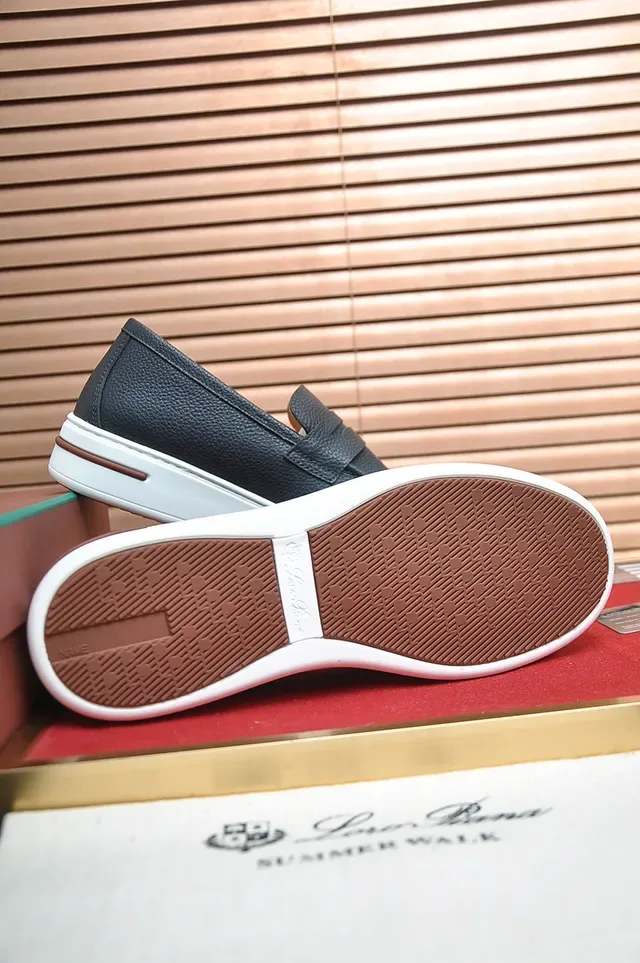 Black White Pebbled Leather Penny Strap Loafer 3