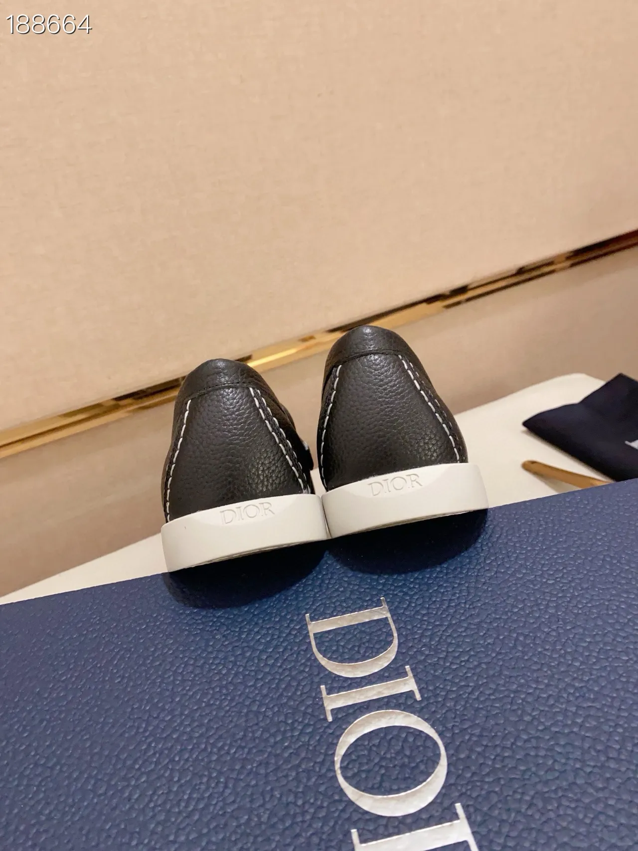 Black White Pebbled Leather Penny Strap Loafer 2