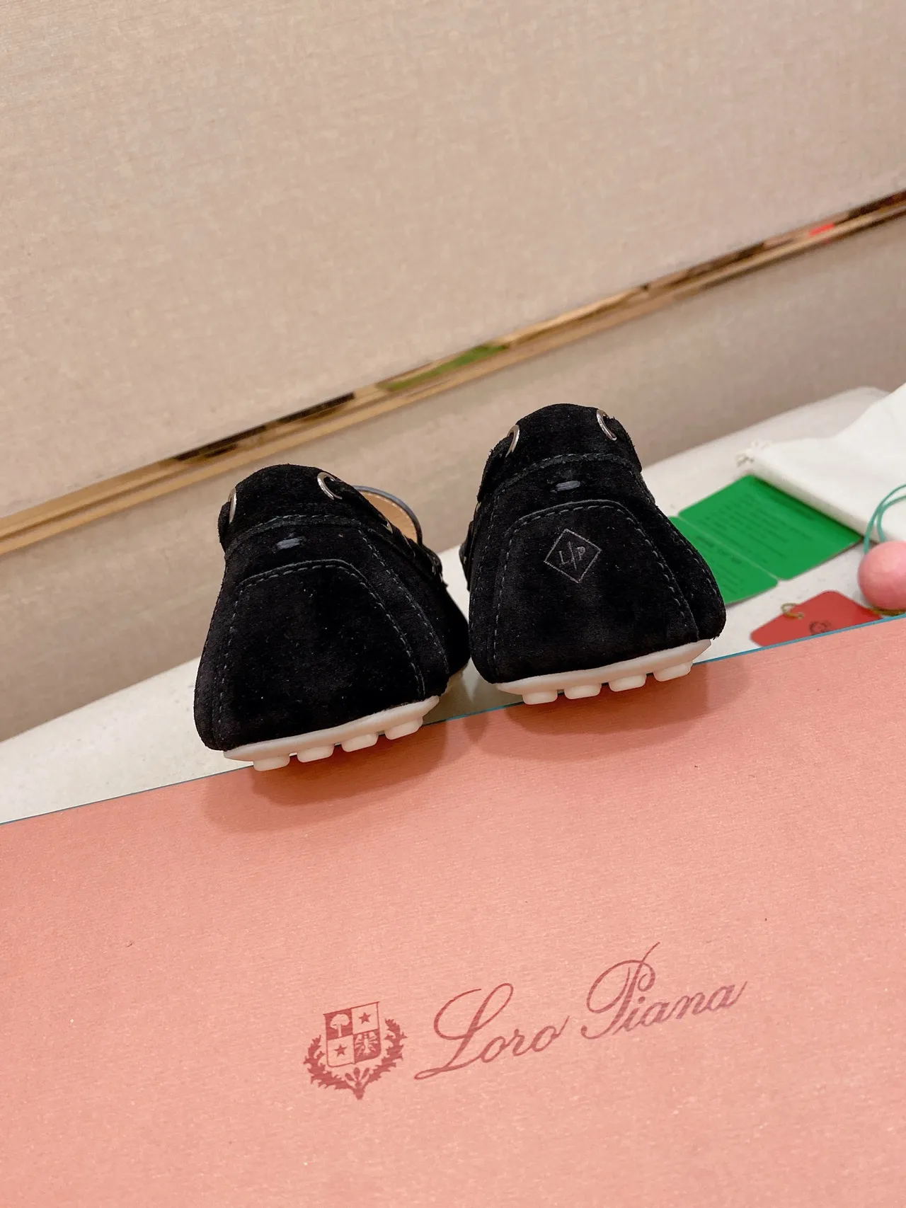 Black White Suede Moc-Toe Stitching Loafer 8