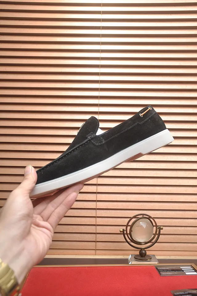 Black White Suede Rubber Sole Loafer 5
