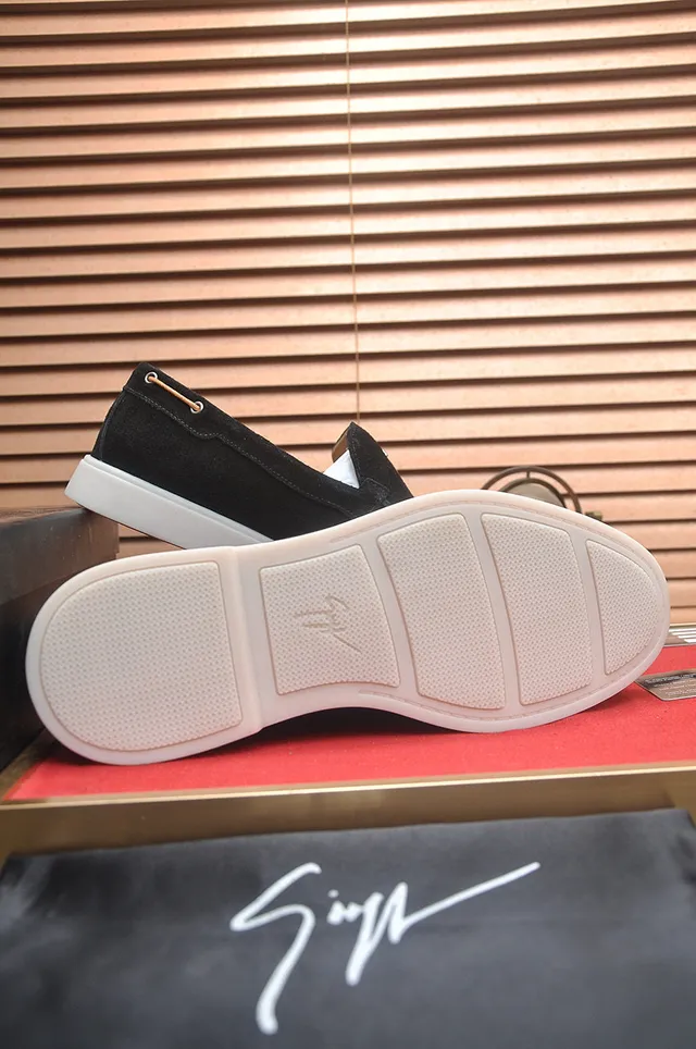 Black White Suede Rubber Sole Loafer 6