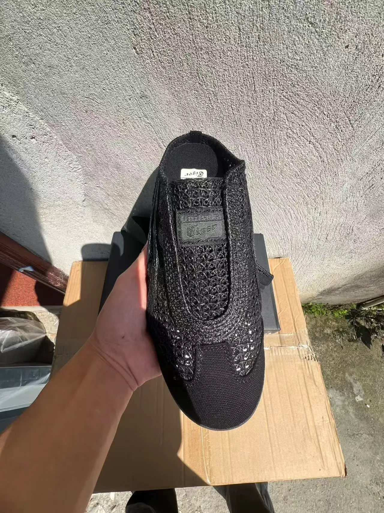 Black Woven Textile Slip-On Slippers 3