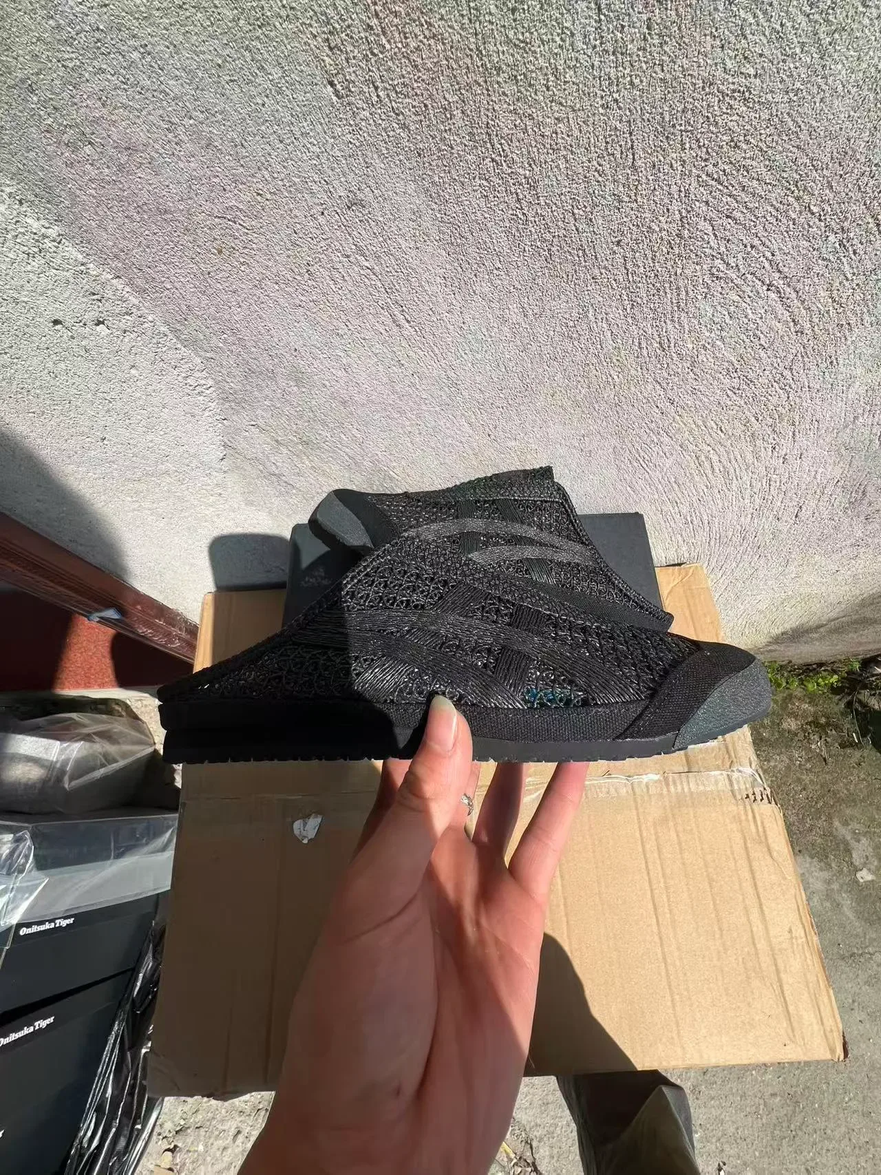 Black Woven Textile Slip-On Slippers 7