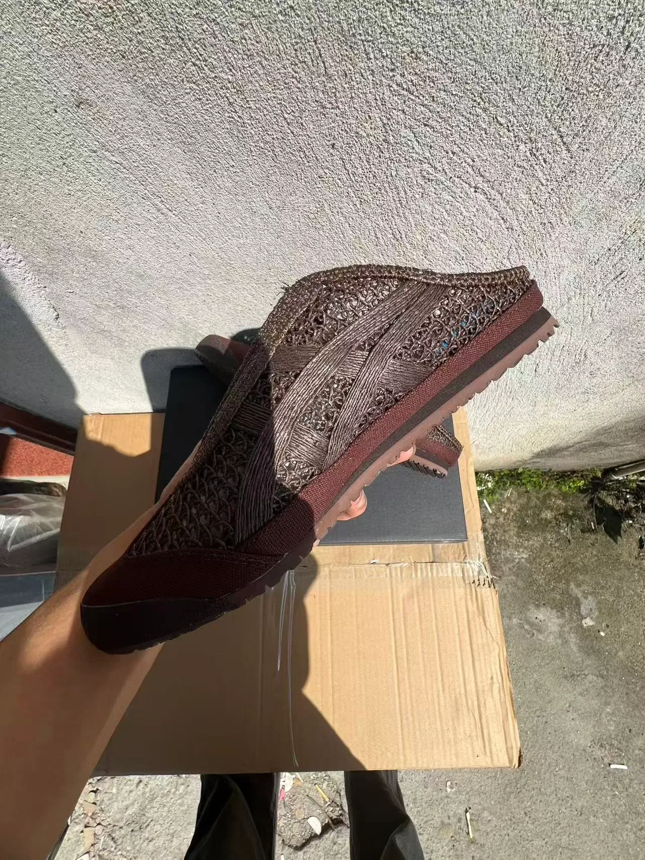 Black Woven Textile Slip-On Slippers 15