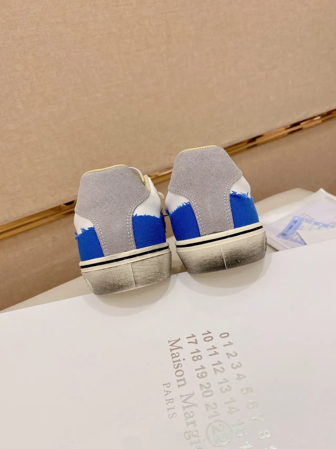 Blue and White Deconstructed Canvas Platform Sneaker 3