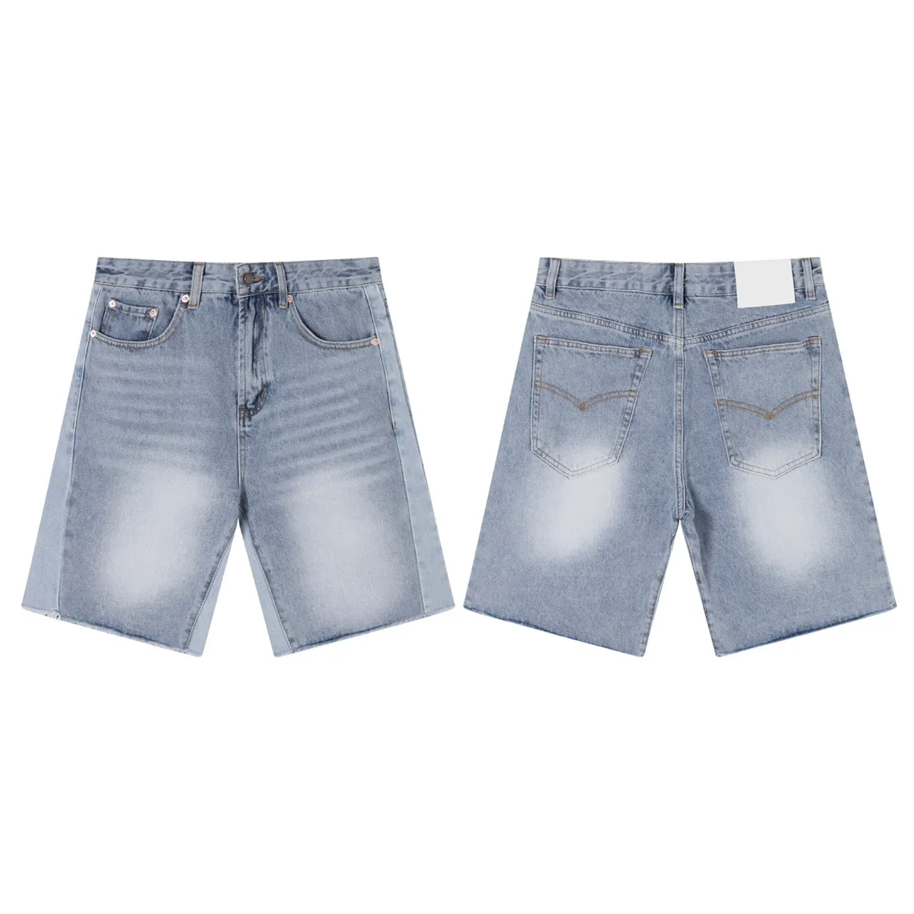 Blue Gray Denim Mid-Rise Shorts 2