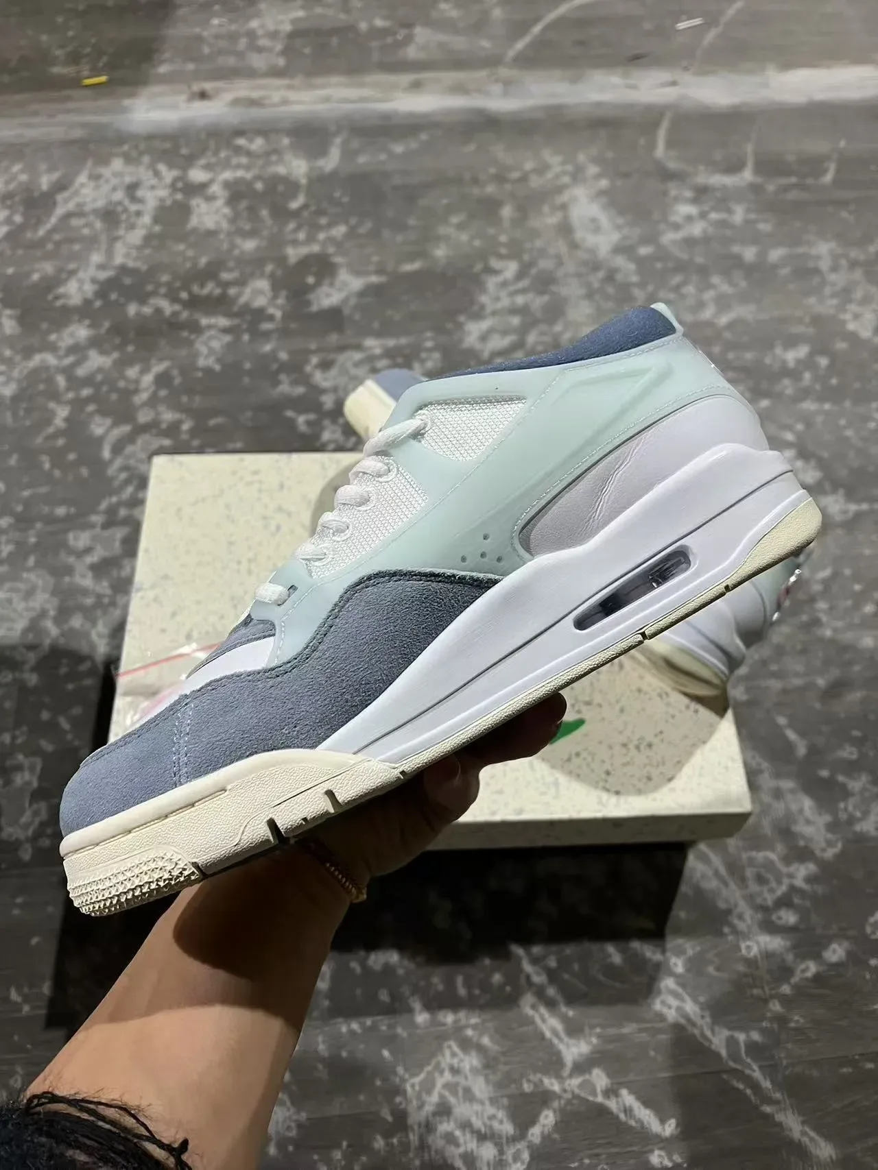 Blue Gray Layered Multi-Material Upper Translucent Overlay Sneakers 5