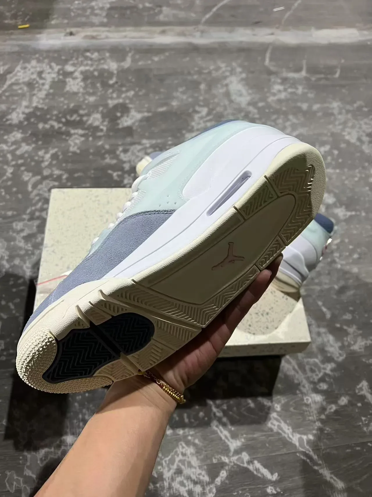 Blue Gray Layered Multi-Material Upper Translucent Overlay Sneakers 6