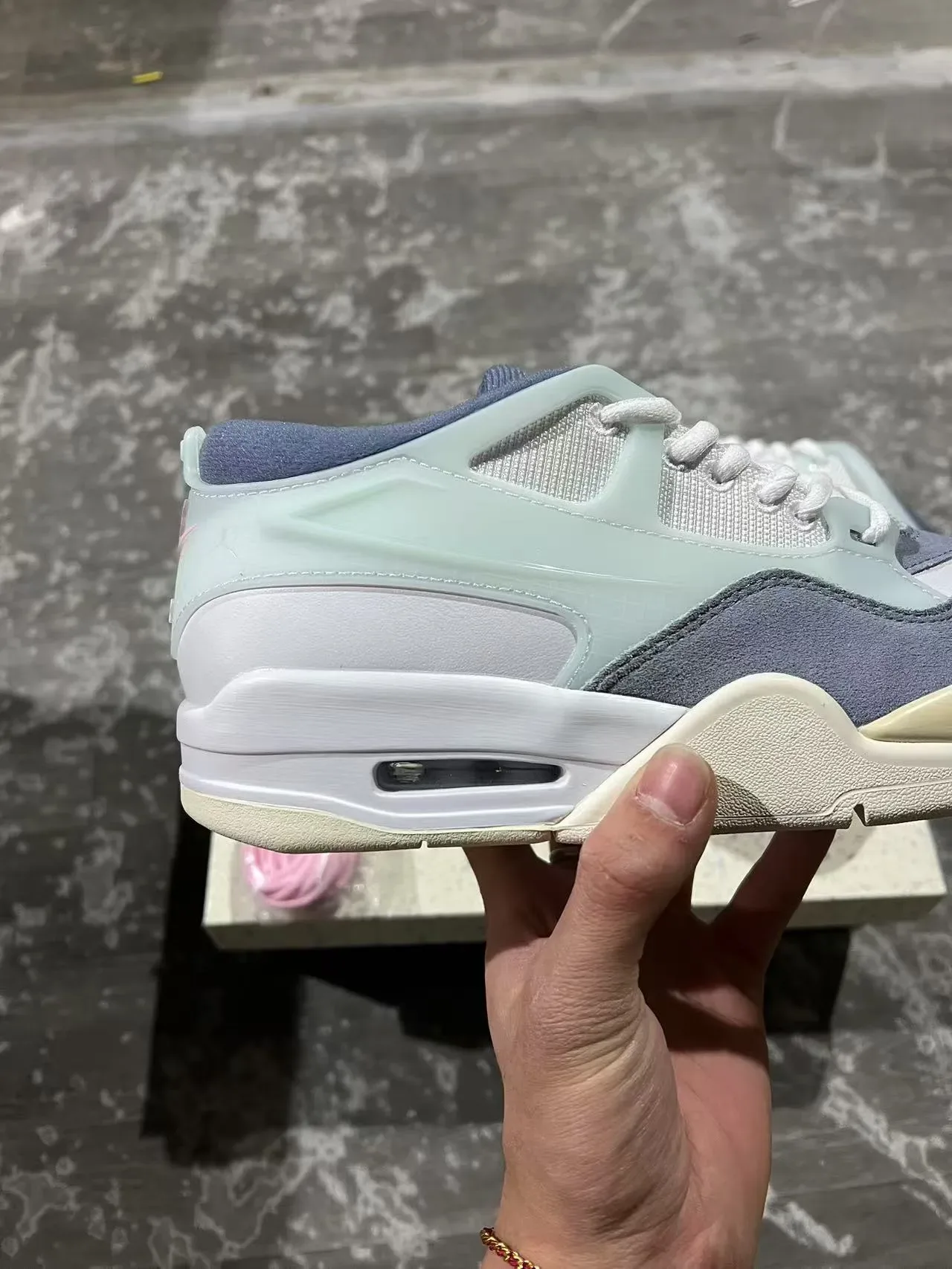 Blue Gray Layered Multi-Material Upper Translucent Overlay Sneakers 7