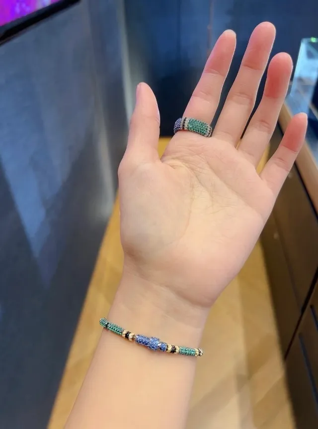 Blue Green Beaded Segmented Bracelet 4