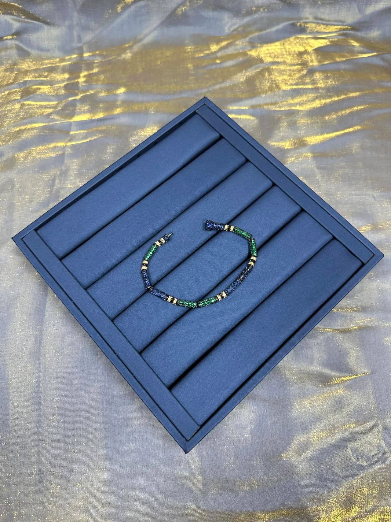 Blue Green Beaded Segmented Bracelet 7