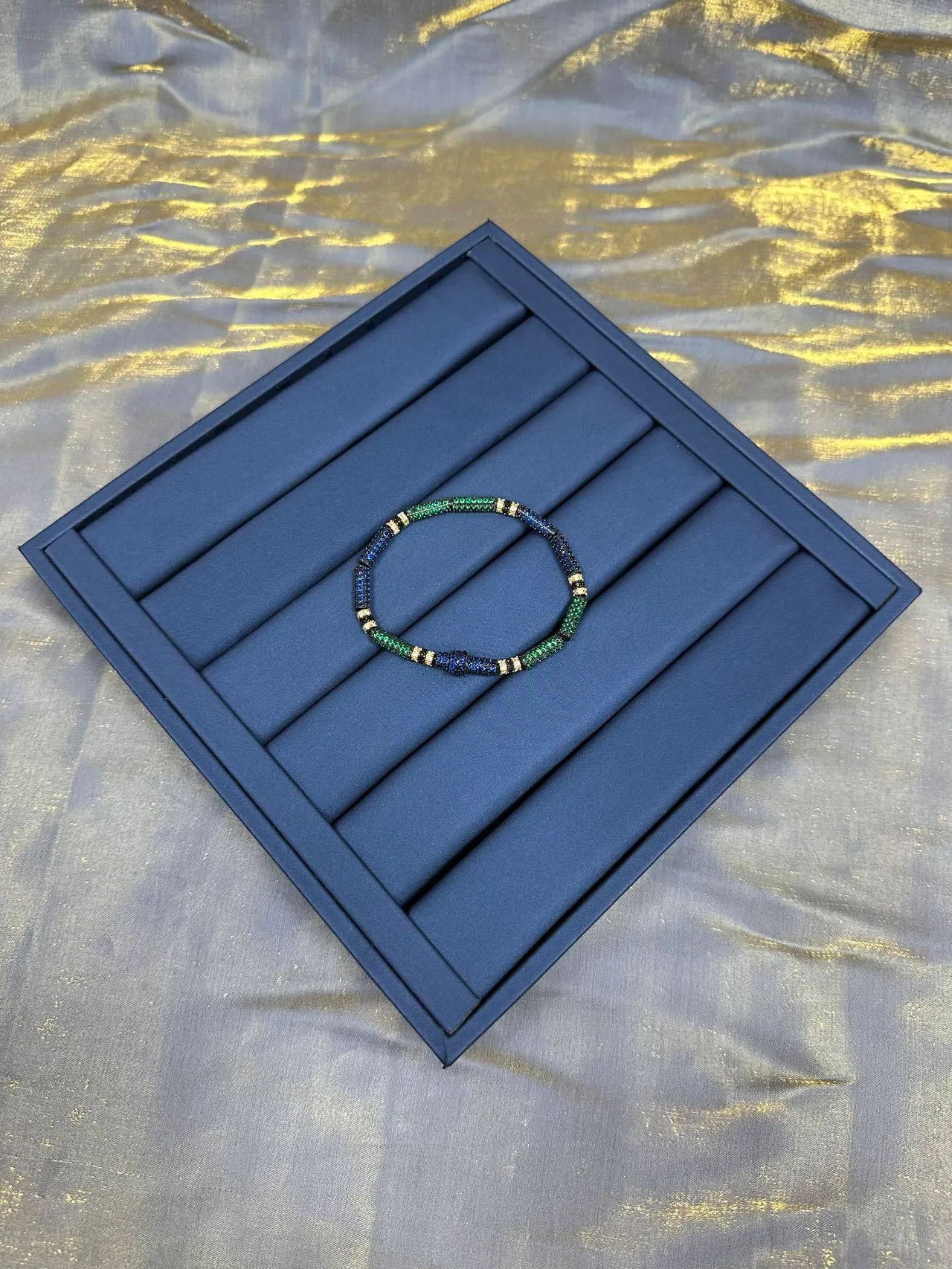 Blue Green Beaded Segmented Bracelet 9