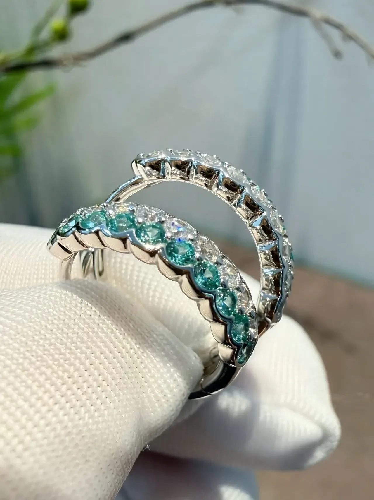 Blue White Eternity Band Channel-Set Ring 4
