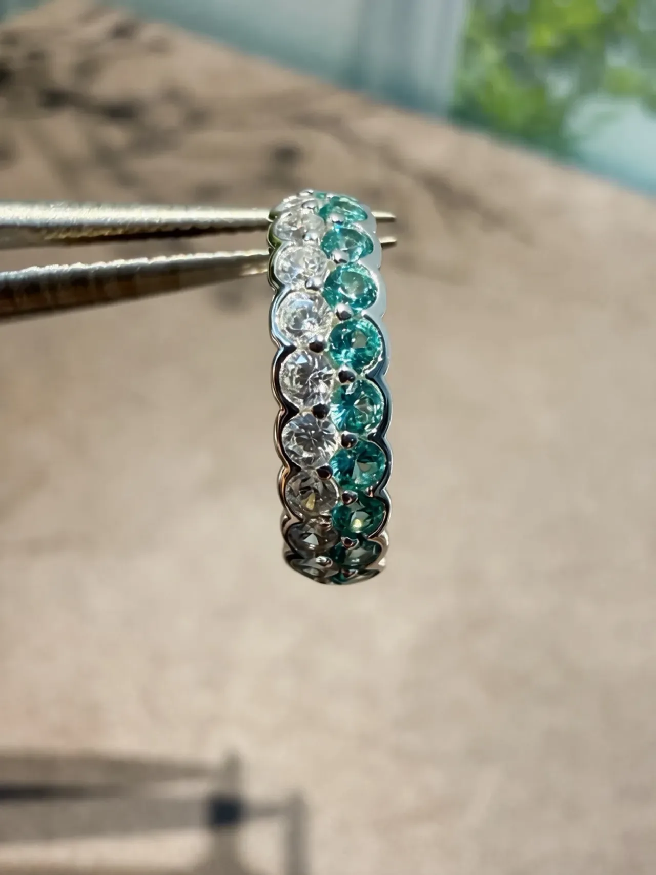 Blue White Eternity Band Channel-Set Ring 6