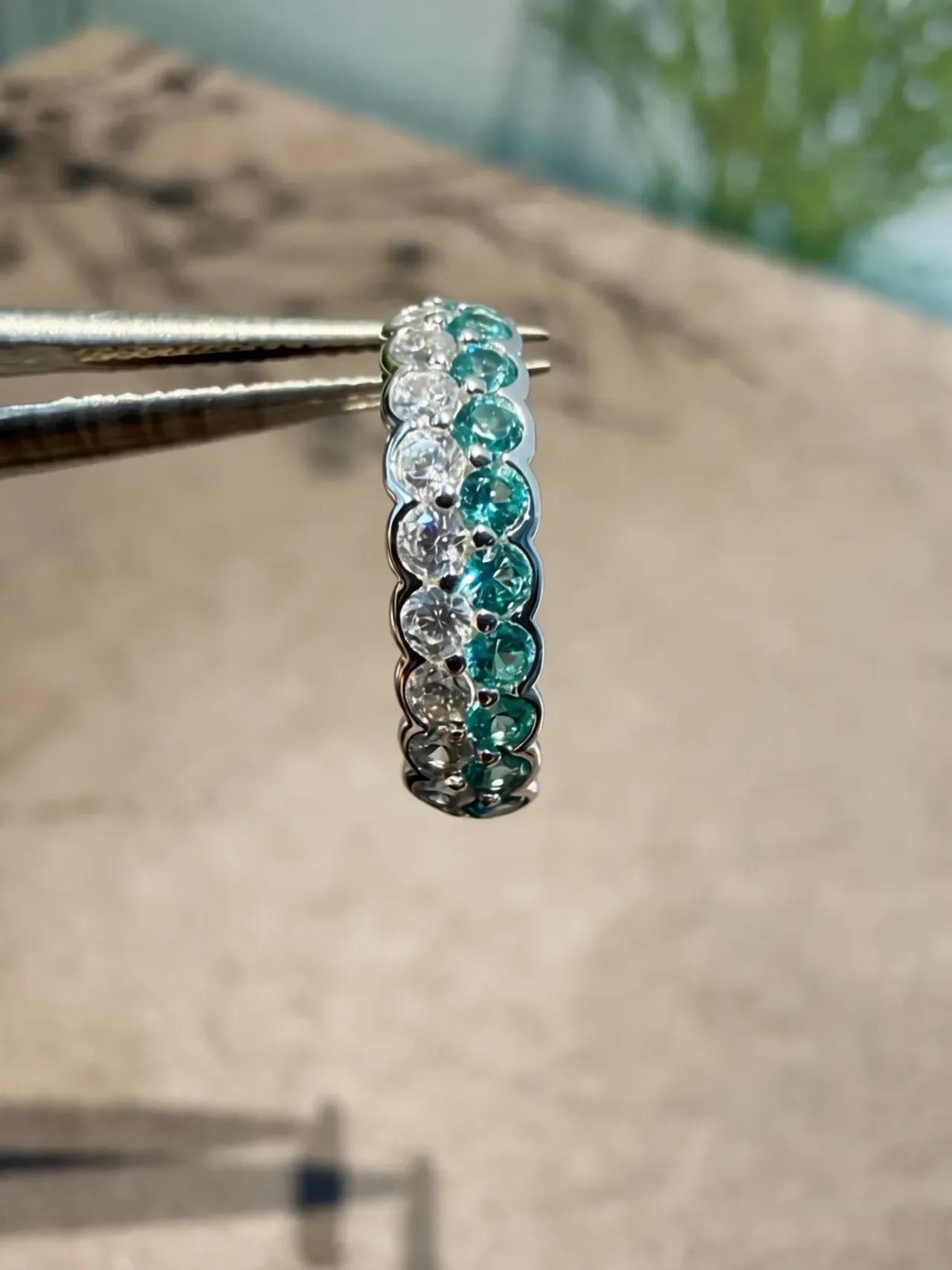 Blue White Eternity Band Channel-Set Ring 7