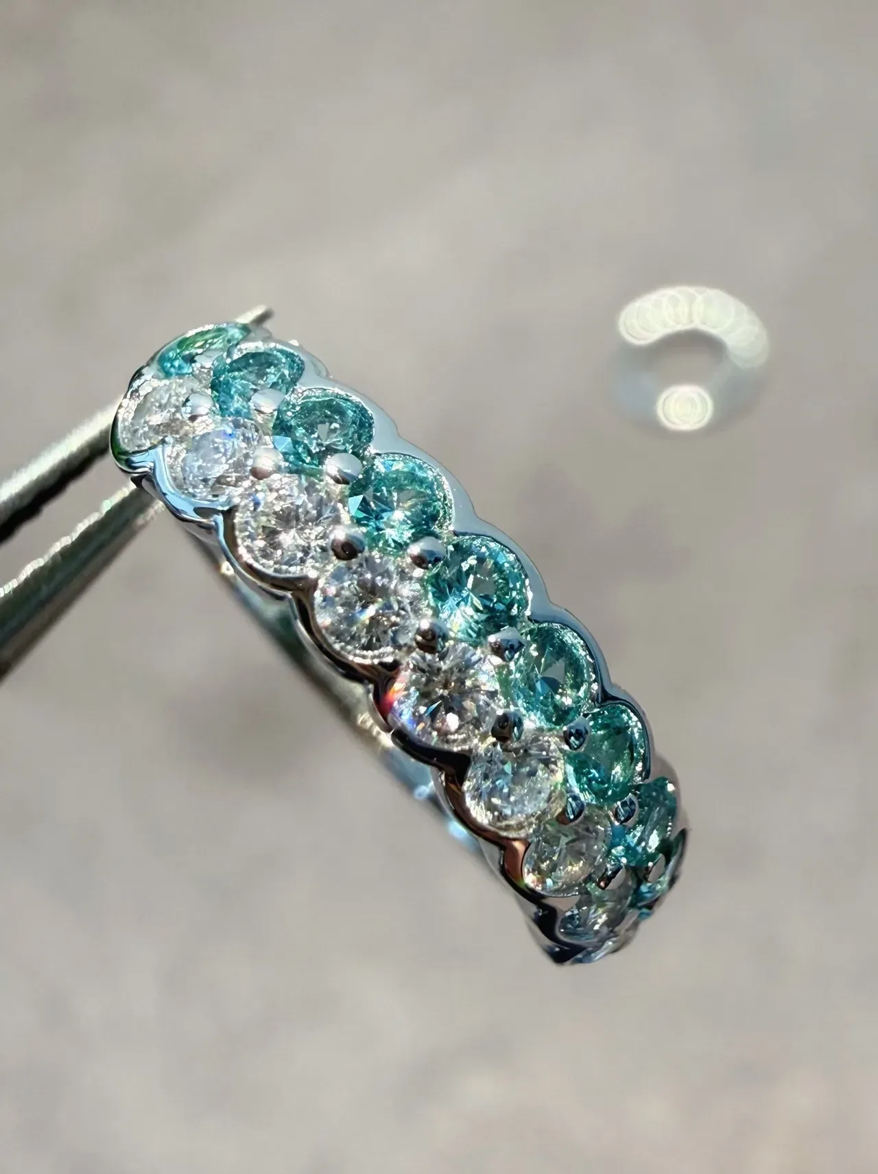 Blue White Eternity Band Channel-Set Ring 8