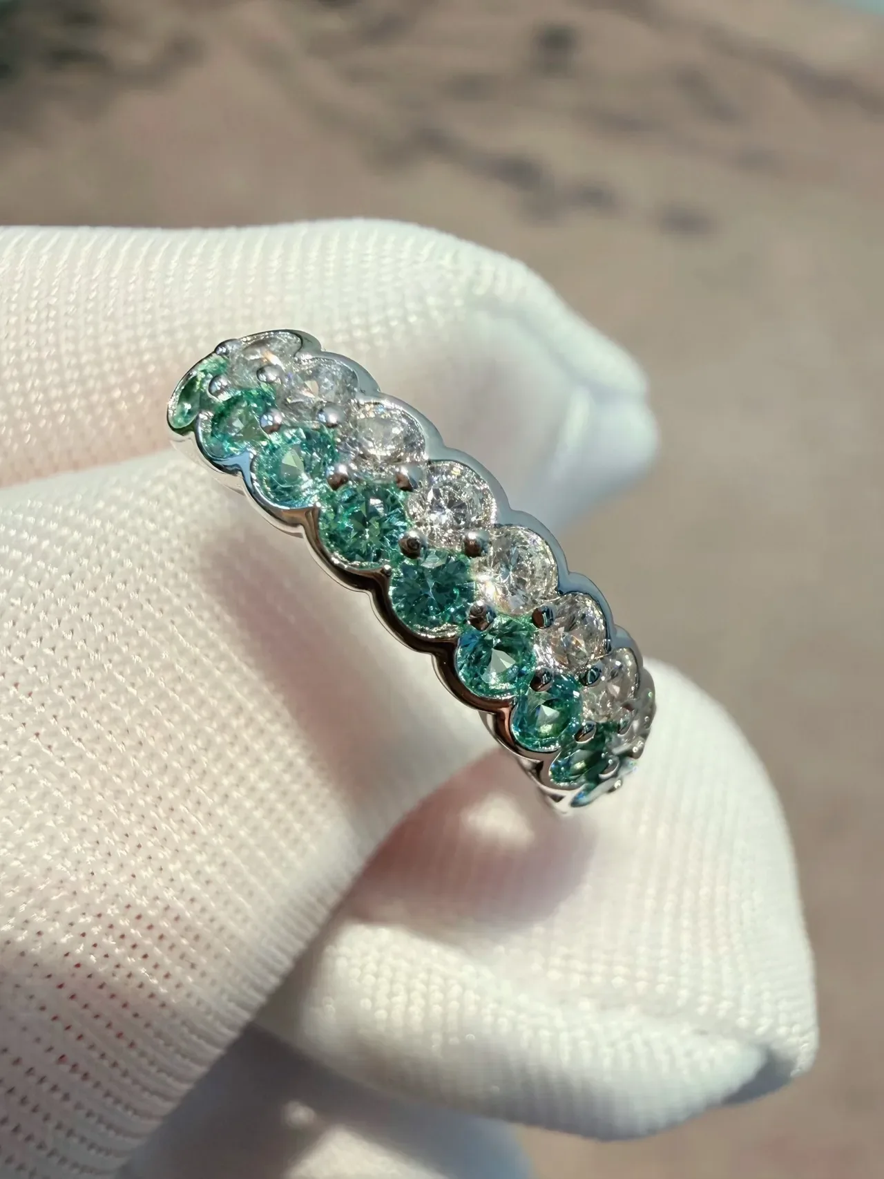 Blue White Eternity Band Channel-Set Ring 9