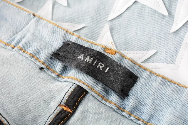 Blue White Light-Wash Denim 3D Star Appliqués Jeans 7