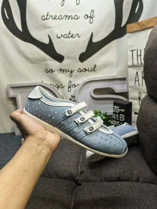 Blue White Perforated Light Upper Polka Dot Pattern Mary Jane Shoes 5