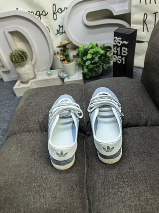 Blue White Perforated Light Upper Polka Dot Pattern Mary Jane Shoes 8